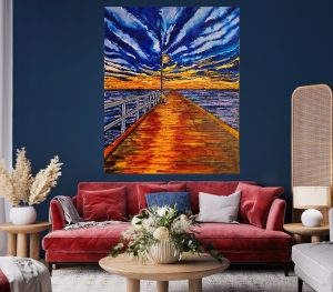 Nightlights ON at Seaford pier Tea Ercoles Artist at Ryazanoff Gallery