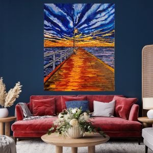 Nightlights ON at Seaford pier Tea Ercoles Artist at Ryazanoff Gallery