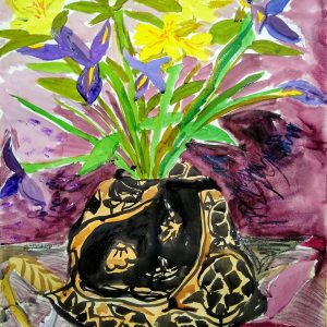 Irises and Turtle (print) Digby Smyth Painting Ryazanoff Gallery