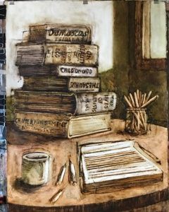 Writers still life Michael Kemp Artist at Ryazanoff Gallery