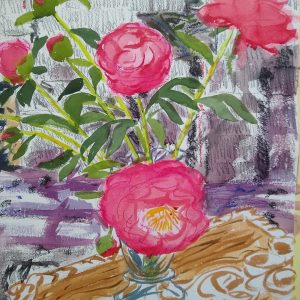 Pink Peonies Digby Smyth Painting Ryazanoff Gallery