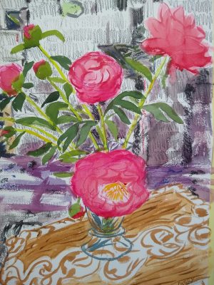 Pink Peonies Digby Smyth Painting Ryazanoff Gallery