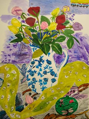 Roses And Yellow Scarfe Digby Smyth Painting Ryazanoff Gallery